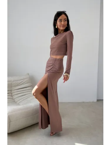 Linnea – minimalistyczna bluzka z długim rękawem cappuccino | Roco Fashion