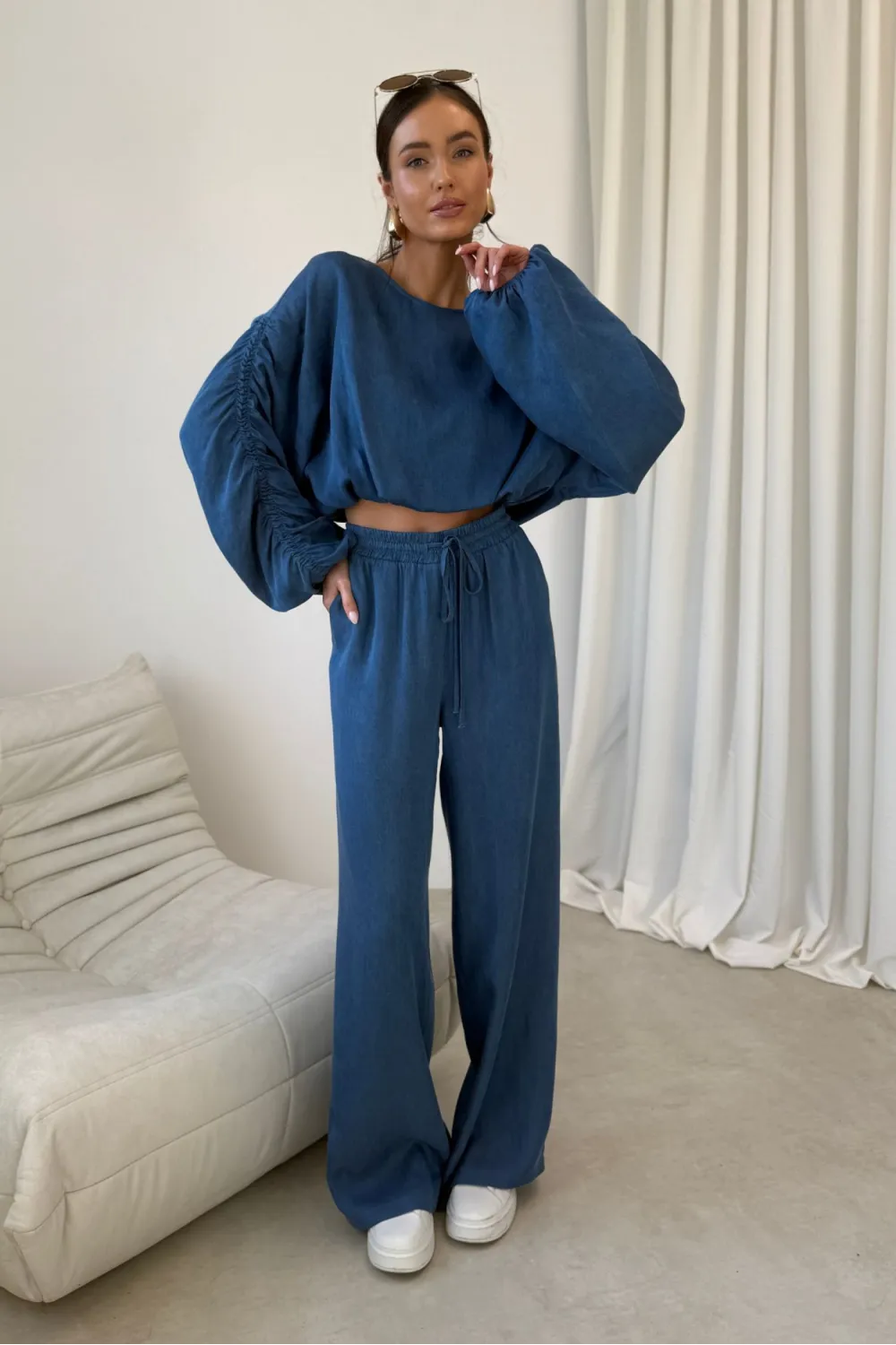 Bluzka Rosalina niebieska – luźna bluzka damska z szerokimi rękawami | Roco Fashion