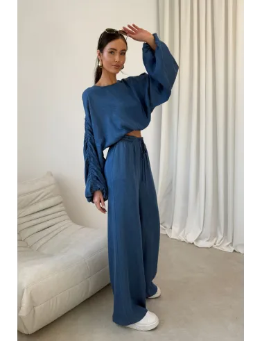 Bluzka Rosalina niebieska – luźna bluzka damska z szerokimi rękawami | Roco Fashion