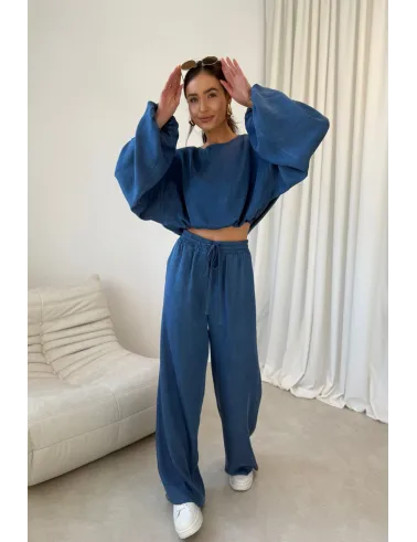 Bluzka Rosalina niebieska – luźna bluzka damska z szerokimi rękawami | Roco Fashion