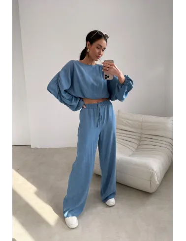 Emmy – Weite Hose mit elastischem Bund und Bindeband | Roco Fashion