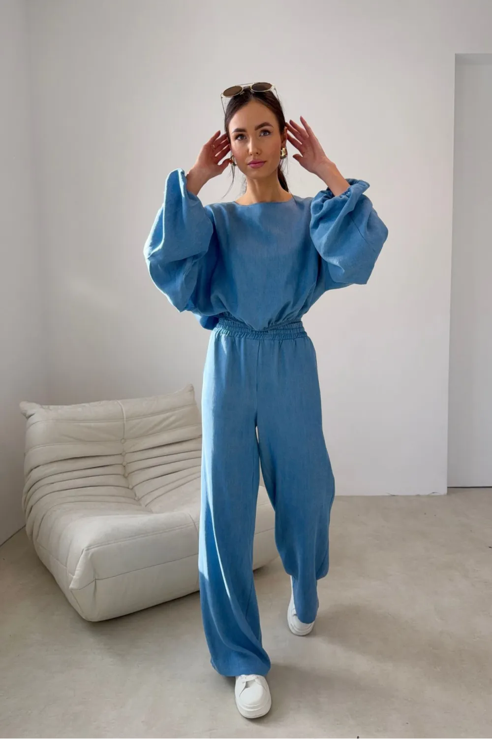 Emmy – szerokie spodnie z elastyczną talią i wiązaniem | Roco Fashion