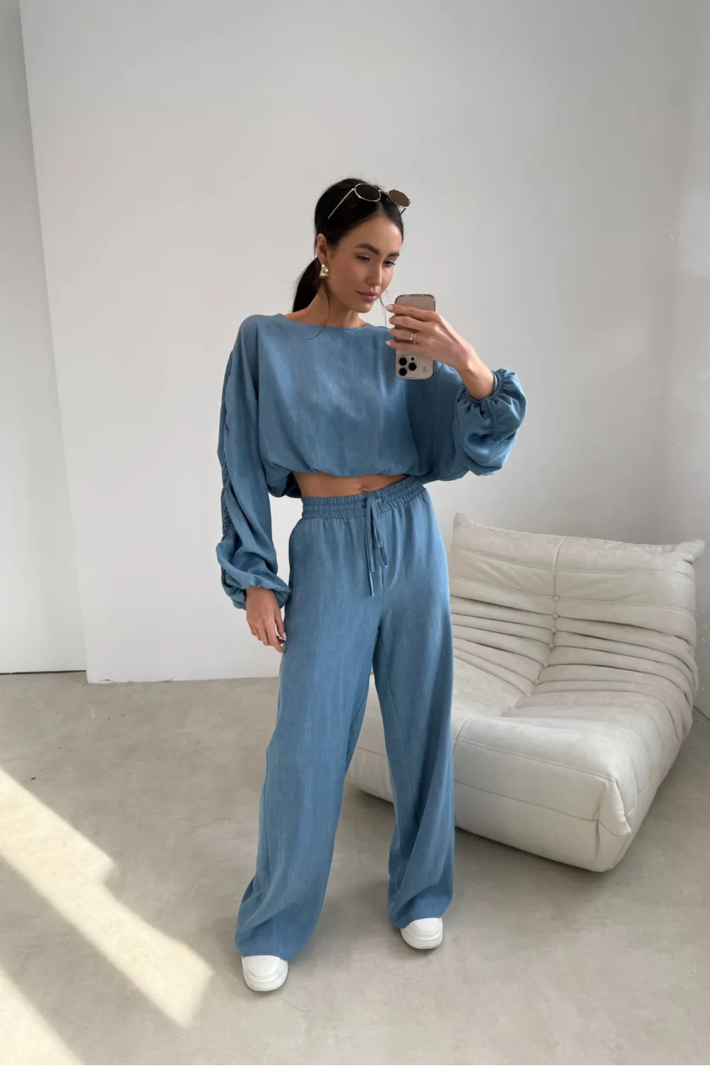 Emmy – Weite Hose mit elastischem Bund und Bindeband | Roco Fashion