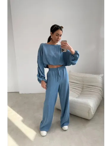 Emmy – szerokie spodnie z elastyczną talią i wiązaniem | Roco Fashion