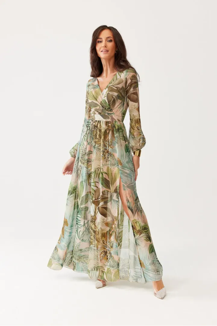 Alessia – Maxi-Kleid aus Chiffon mit Print und Rückenausschnitt