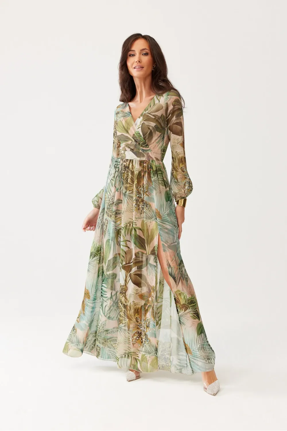 Alessia – mehrfarbiges Maxikleid mit Print und Rückenausschnitt | Roco Fashion