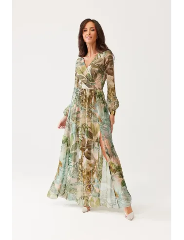 Alessia – mehrfarbiges Maxikleid mit Print und Rückenausschnitt | Roco Fashion