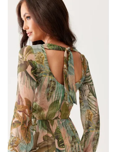 Alessia – mehrfarbiges Maxikleid mit Print und Rückenausschnitt | Roco Fashion