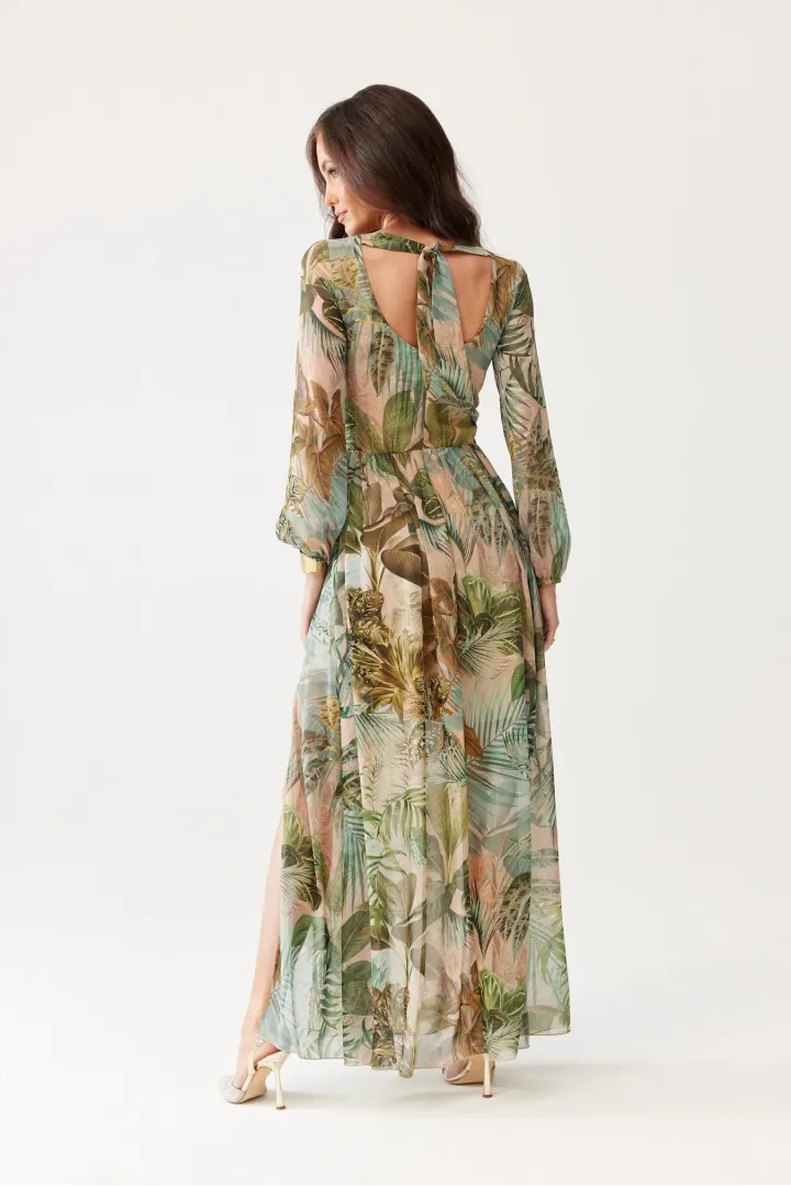 Alessia – Maxi-Kleid aus Chiffon mit Print und Rückenausschnitt
