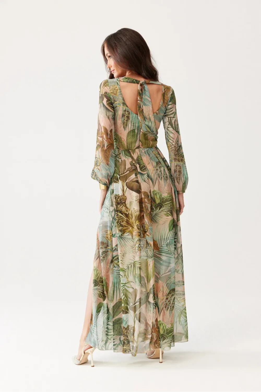 Alessia – mehrfarbiges Maxikleid mit Print und Rückenausschnitt | Roco Fashion