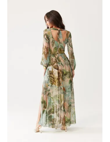 Alessia – mehrfarbiges Maxikleid mit Print und Rückenausschnitt | Roco Fashion