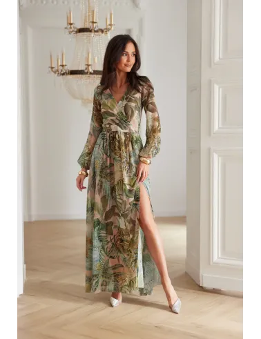 Alessia – mehrfarbiges Maxikleid mit Print und Rückenausschnitt | Roco Fashion