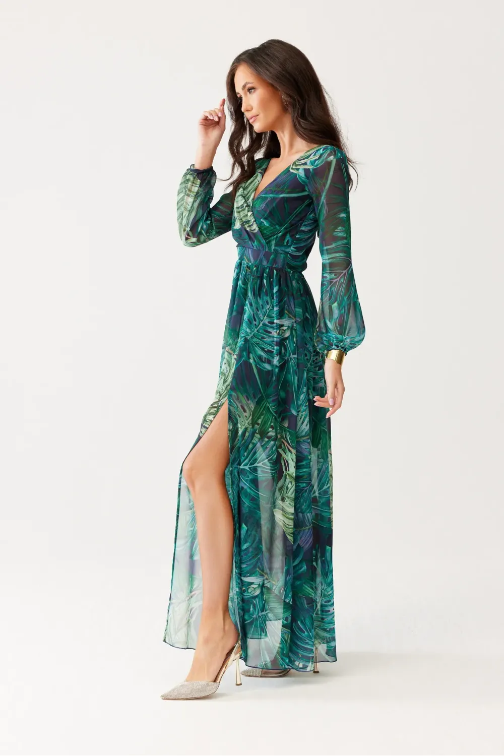 Alessia – sukienka maxi z nadrukiem z wycięciem na plecach | Roco Fashion