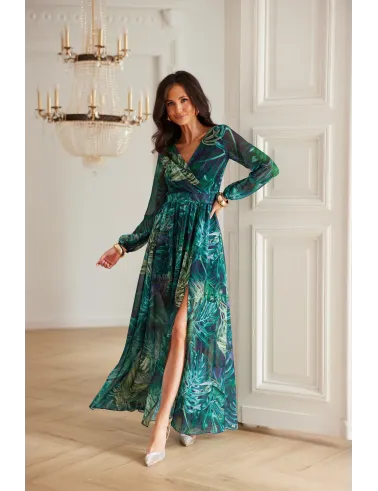 Alessia – Maxikleid aus Chiffon mit Print und Rückenausschnitt | Roco Fashion