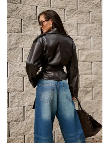 Lorina – braune Jacke mit Taillengürtel | Roco Fashion