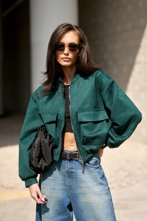 Vivara – kurtka bomberka w kolorze butelkowej zieleni na zamek