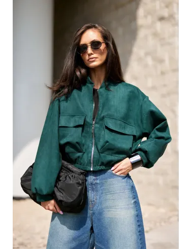 Vivara – Bomberjacke in Flaschengrün mit Reißverschluss | Roco Fashion