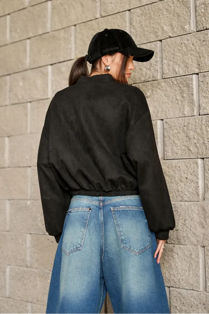 Vivara – schwarze Bomberjacke mit Reißverschluss