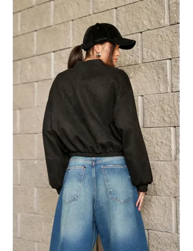 Vivara – schwarze Bomberjacke mit Reißverschluss | Roco Fashion