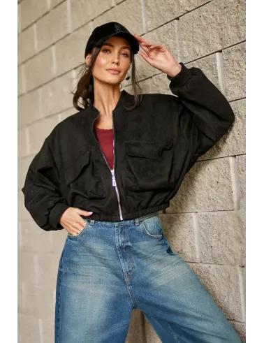 Vivara – schwarze Bomberjacke mit Reißverschluss | Roco Fashion