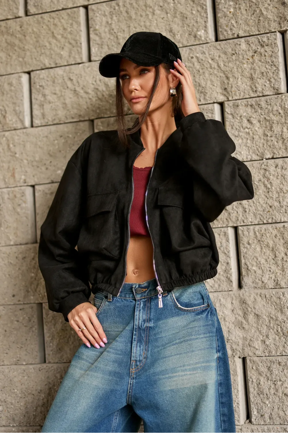 Vivara – schwarze Bomberjacke mit Reißverschluss | Roco Fashion Vivara – schwarze Bomberjacke mit Reißverschluss | Roco Fashion