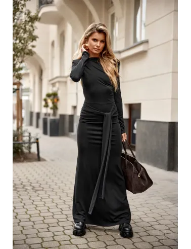 Serenya – schwarzes Maxikleid mit Rückenausschnitt | Roco Fashion