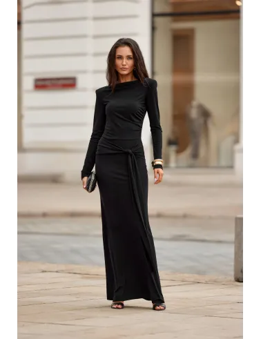 Serenya – schwarzes Maxikleid mit Rückenausschnitt | Roco Fashion