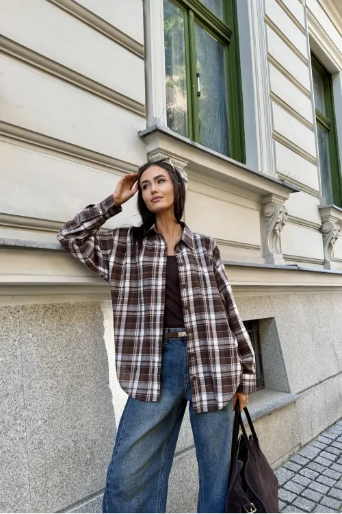 Katnis – karmelowa koszula w kratę | Roco Fashion