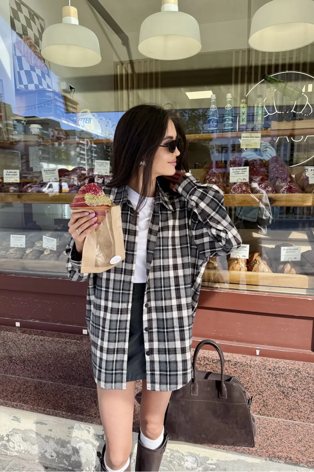 Katnis – taupefarbenes Hemd mit Karomuster | Roco Fashion