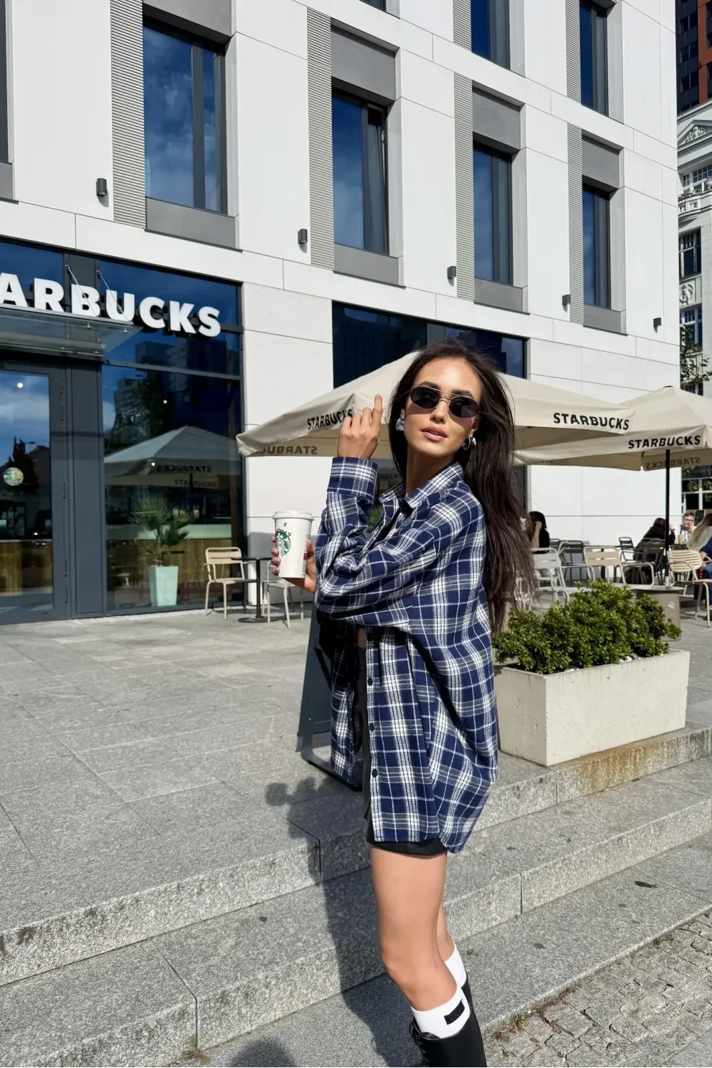 Katnis – marineblaues Hemd mit Karomuster | Roco Fashion