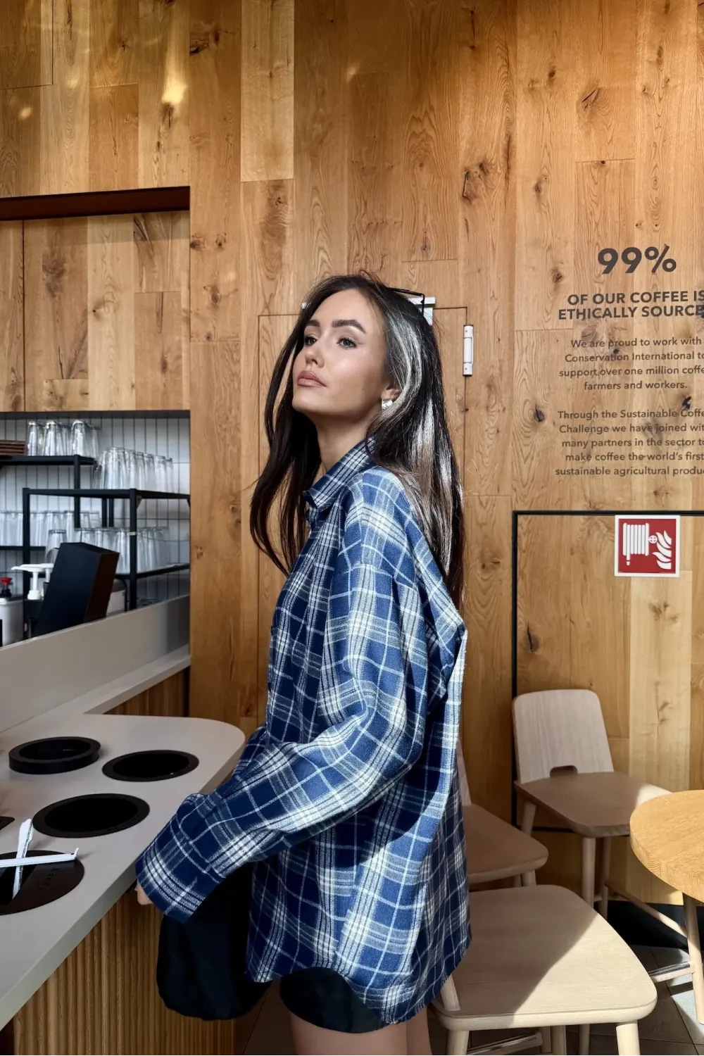 Katnis – marineblaues Hemd mit Karomuster | Roco Fashion