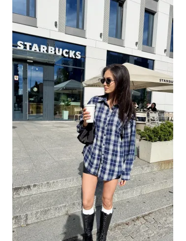 Katnis – marineblaues Hemd mit Karomuster | Roco Fashion