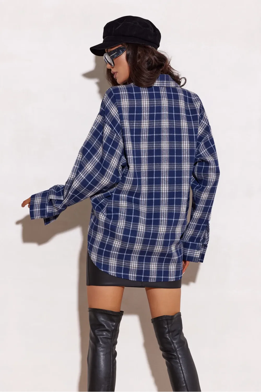 Katnis – marineblaues Hemd mit Karomuster | Roco Fashion