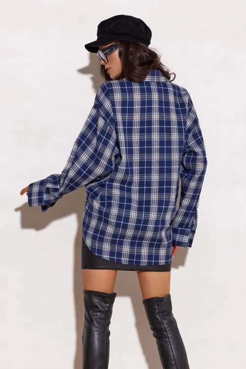 Katnis – granatowa koszula w kratę