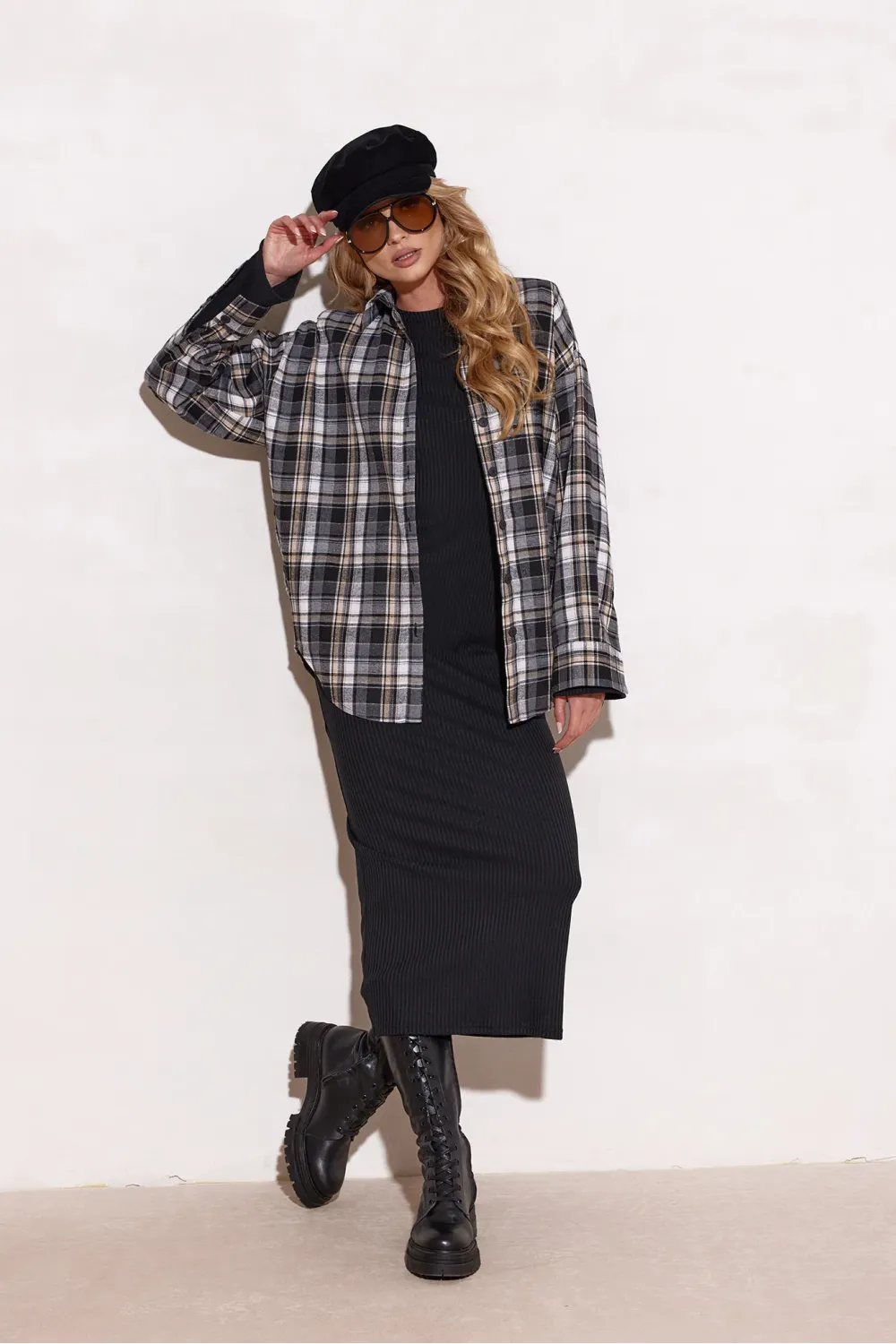 Katnis – grau-schwarzes Hemd mit Karomuster | Roco Fashion