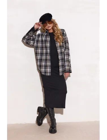 Katnis – grau-schwarzes Hemd mit Karomuster | Roco Fashion