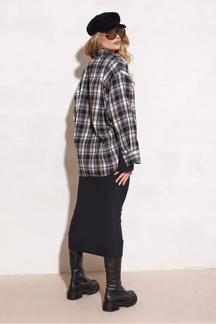 Katnis – szaro-czarna koszula w kratę