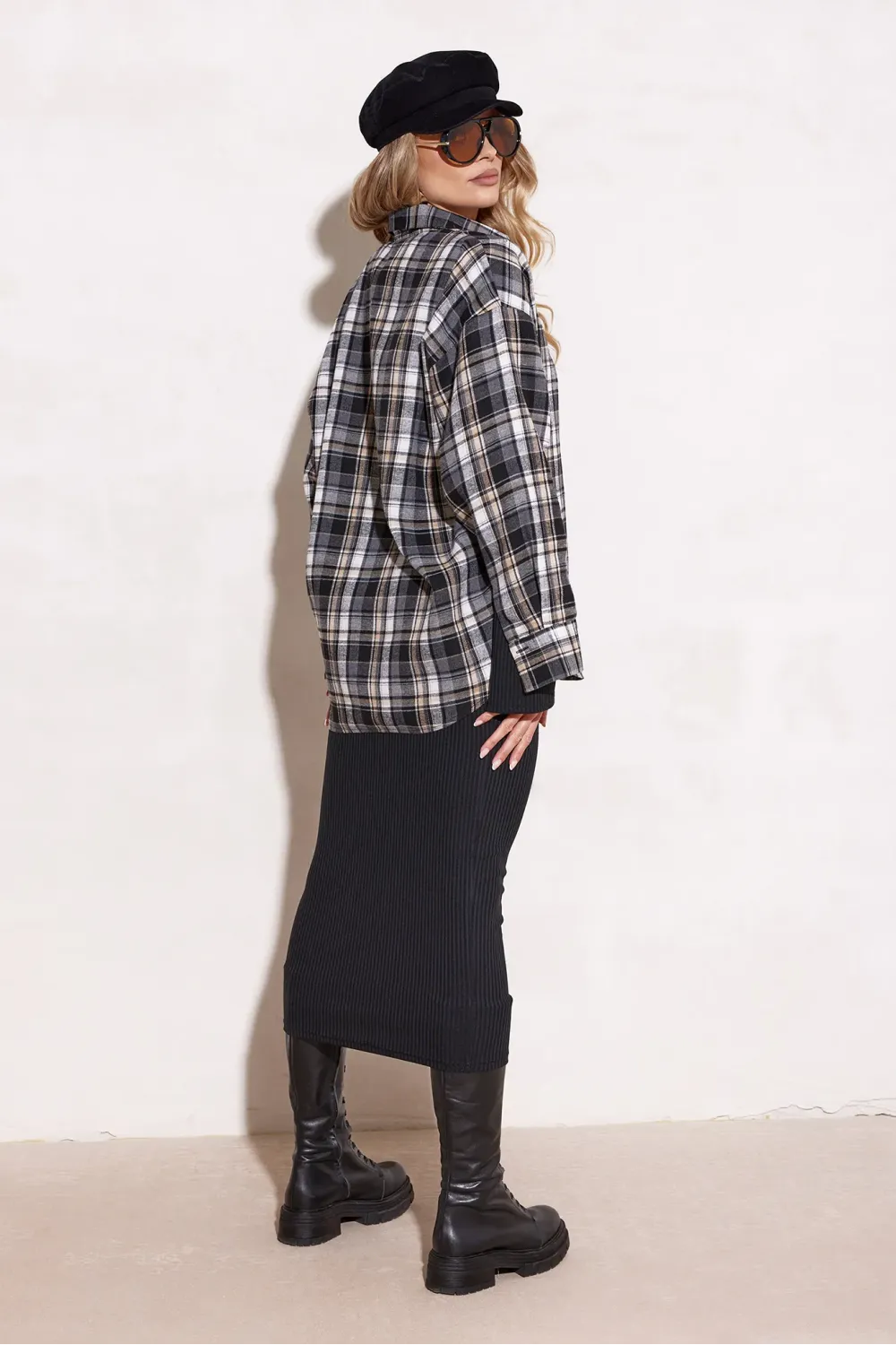 Katnis – grau-schwarzes Hemd mit Karomuster | Roco Fashion