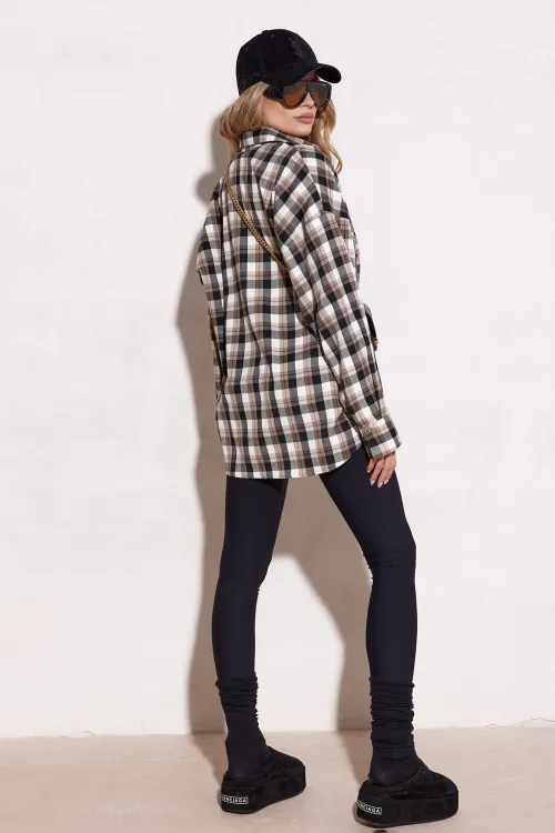 Katnis – beige-braunes Hemd mit Karomuster