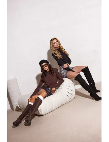 Aria – Langarm-Bluse in Braun, elegant & zeitlos | Roco Fashion