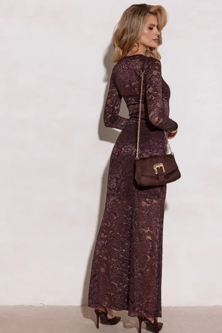 Isolde - lange Spitzenrock in eleganter Silhouette in dunkel Braun