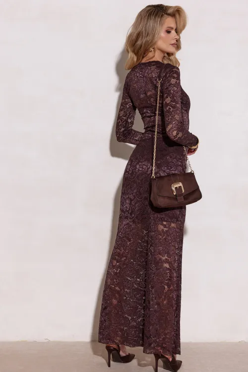 Isolde - lange Spitzenrock in eleganter Silhouette in dunkel Braun