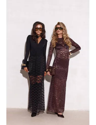 Isolde – długa koronkowa spódnica o dopasowanym kroju w kolorze czarnym | Roco Fashion